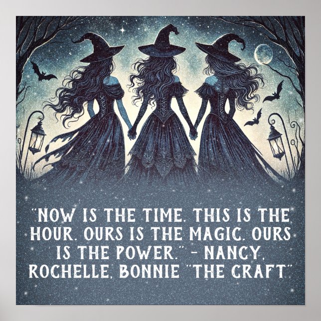 Drei Hexen im nächtlichen Starry-Halloween-Party Poster (Vorne)