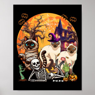 Drei Horror Siamkatzen Cosplay Hexe Halloween Poster