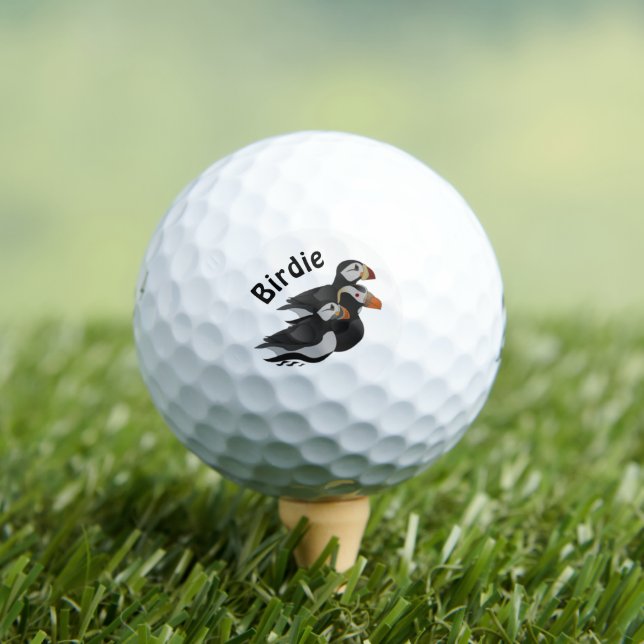 Drei hübsch gesellige Puffins Cartoon Golfball (Insitu T-Shirt)