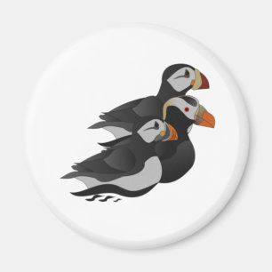 Drei hübsch gesellige Puffins Cartoon Magnet