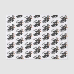 Drei hübsch gesellige Puffins Cartoon Seidenpapier
