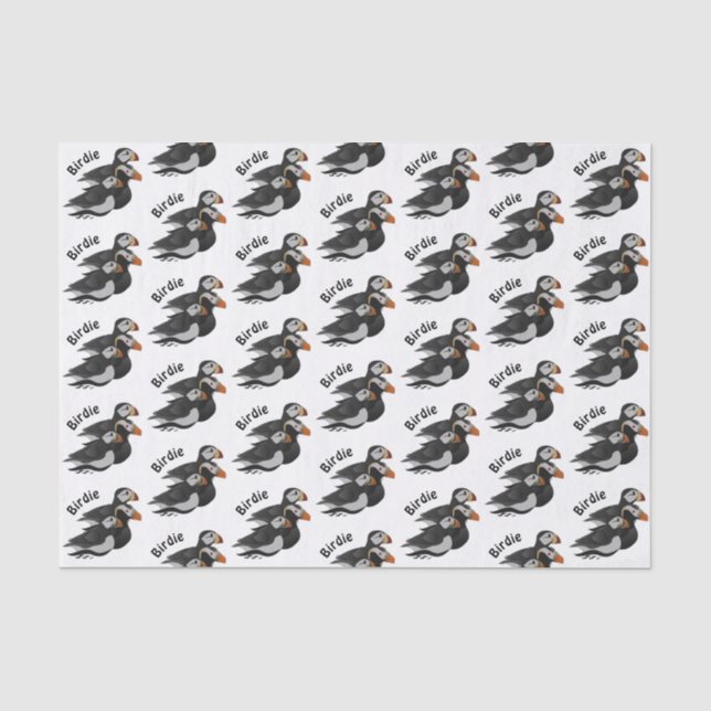 Drei hübsch gesellige Puffins Cartoon Seidenpapier (Vorderseite)