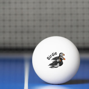 Drei hübsch gesellige Puffins Cartoon Tischtennisball