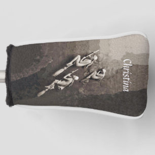 Drei Hübsche weiße Hexen fliegen auf Brooms Brown Golf Headcover