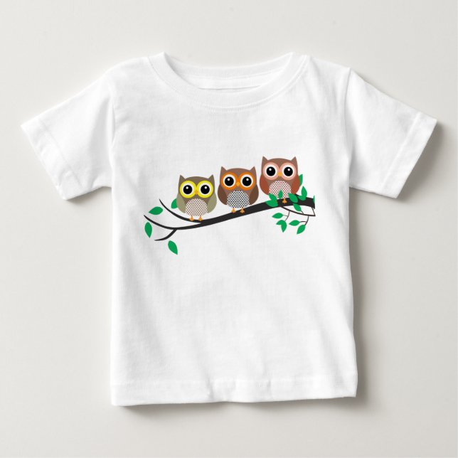 Drei Hügel auf einer Baumzweig niedlich zeichnend Baby T-shirt (Vorderseite)