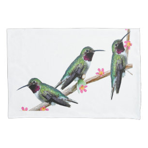 Drei Hummingvögel auf einem Zweig eines Feuers Kissenbezug