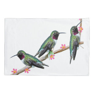 Drei Hummingvögel auf einem Zweig eines Feuers Kissenbezug