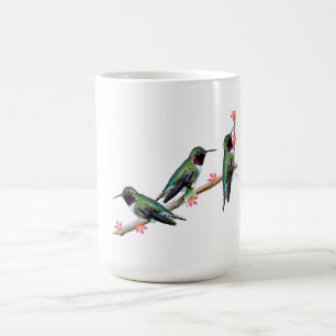 Drei Hummingvögel auf einem Zweig eines Feuers Verwandlungstasse