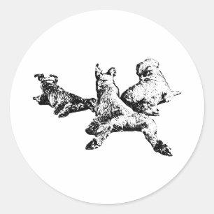 Drei Hunde Aufkleber – minimalistisches Trio in sc