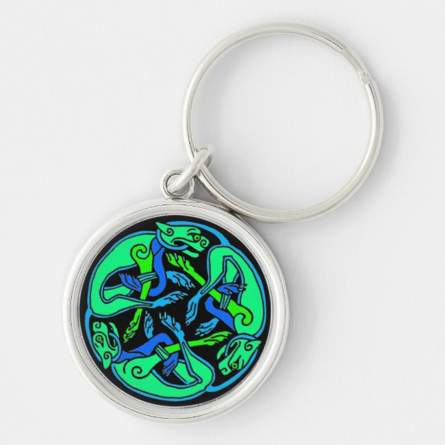 Drei Hunde Celtic Knot Key Chain Schlüsselanhänger (Vorne)