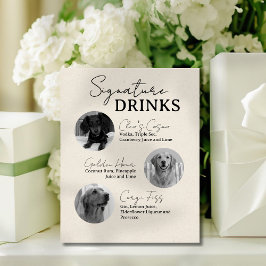 Drei Hunde-Hochzeitsignatur Drinks Bar-Zeichen Sockelschild