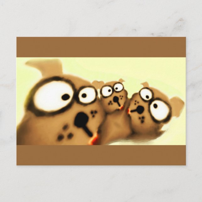 Drei Hunde Postkarte (Vorderseite)