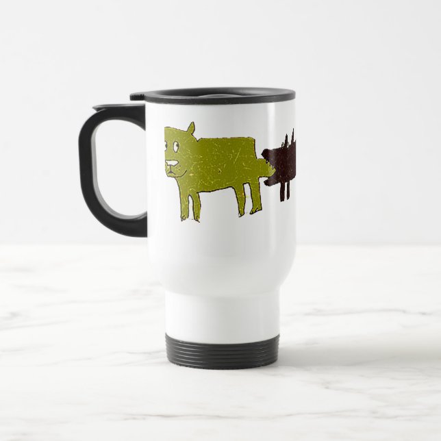 drei Hunde Reisebecher (Links)