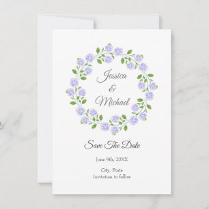 Drei Hydrangeas Wasserfarben-Blumenreath Save The Date