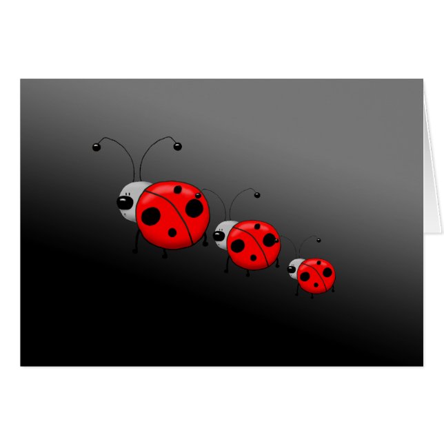 Drei Illustrierte Ladybugs Grußkarte (Vorderseite (Horizontal))