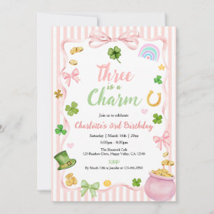 Drei ist ein charmantes Mädchen 3. Geburtstag Rosa Einladung