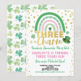Drei ist ein Charme 3. Geburtstag St Patrick's Day Einladung