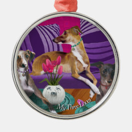 Drei italienische Greyhounds Ornament Aus Metall