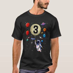 Drei Jahre alt Niedlicher Astronauten Moon Ballon T-Shirt