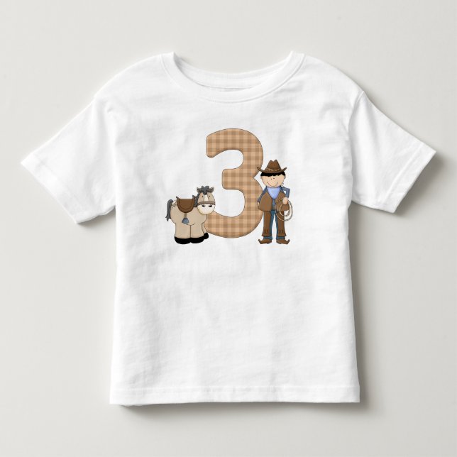 Drei Jahre alt Niedlicher Cowboy Kleinkind T-shirt (Vorderseite)