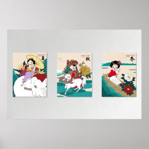Drei Jahreszeiten Yunnans 3-Panel-Plakat-Wandkunst Poster