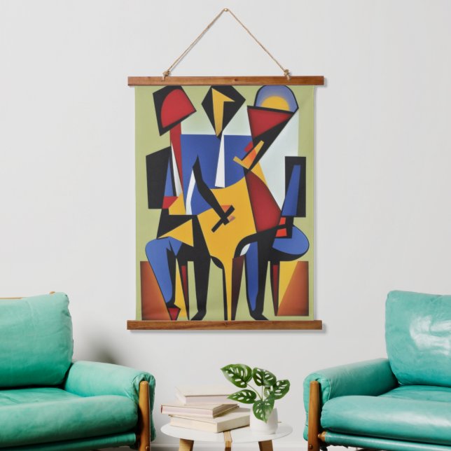 Drei Jazz Musicians Wall Tapestes Wandteppich Mit Holzrahmen (Wohnzimmer)