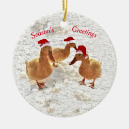 Drei Jolly Santa Ducks im Schnee Weihnachtsschmuck