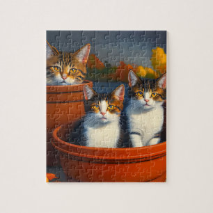 Drei Kätzchen in Blume Pots, Jigsaw Puzzle