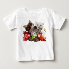 Drei Kätzchen und Herz Baby T-shirt