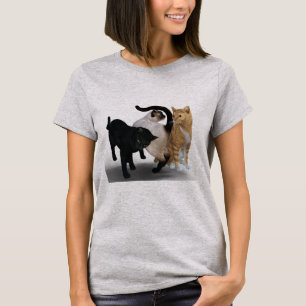 Drei Katzen auf Front und Rückseite T-Shirt