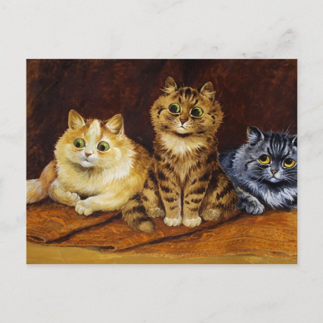 Drei Katzen auf persischem Rug von Louis Wain Postkarte (Vorderseite)