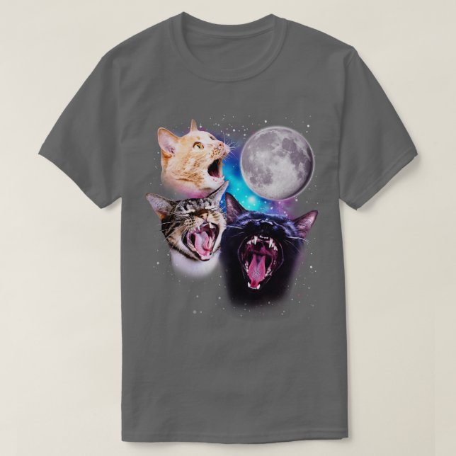 Drei Katzen heulen am Mond T-Shirt (Design vorne)