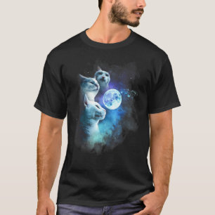 Drei Katzen heulen den Mond Süße Katze Lustig Ca T-Shirt