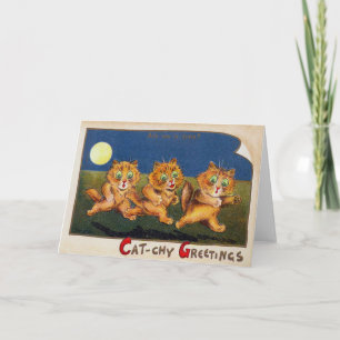 Drei Katzen in Eile, Louis Wain Karte