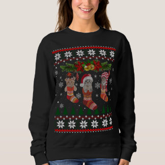 Drei Katzen in Sock Funny Weihnachtskat Ugly Xmas Sweatshirt