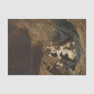 Drei Katzen in Straw von Julius Adams Seidenpapier