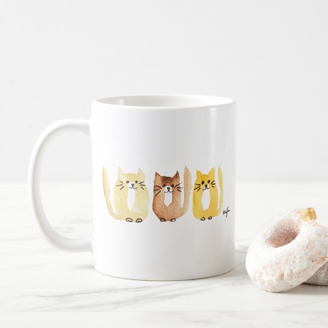 Drei Katzen Kaffeetasse (Mit Donut)