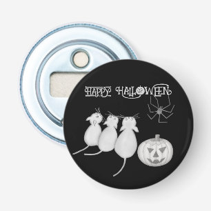 Drei Katzen, Kürbis und Spinne Halloween Flaschenöffner