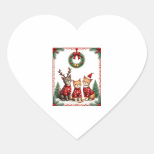 Drei Katzen Lustiger Weihnachten Katze Hässlicher  Herz-Aufkleber
