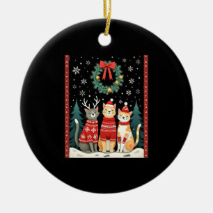 Drei Katzen Lustiger Weihnachten Katze Hässlicher Keramik Ornament