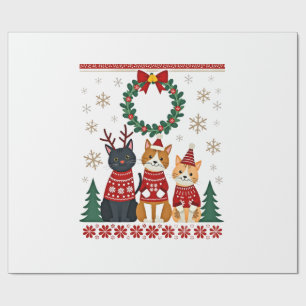 Drei Katzen Lustiger Weihnachtskatze hässlicher Xm Geschenkpapier