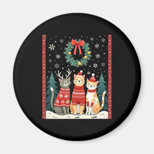 Drei Katzen Lustiger Weihnachtskatze hässlicher Xm Magnet