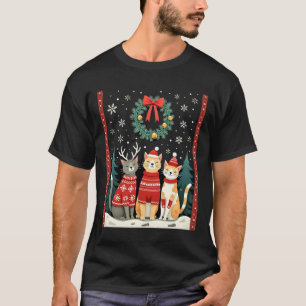 Drei Katzen Lustiger Weihnachtskatze hässlicher Xm T-Shirt
