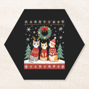 Drei Katzen Lustiger Weihnachtskatze hässlicher Xm Untersetzer