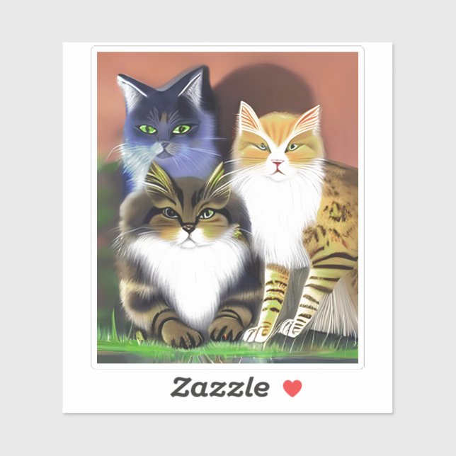 Drei Katzen mit Höflichkeit Aufkleber (Blatt)