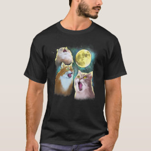 Drei Katzen Mond 3 Wölfe Lustige Parodie T-Shirt