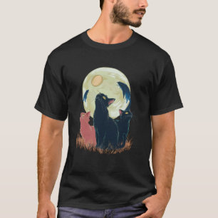 Drei Katzen Mond Lustige Faul Tiere Heulende Parod T-Shirt