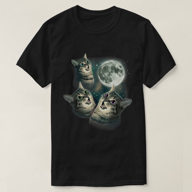 Drei Katzen Mond Meme Galaxie Katzen Kunst T-Shirt (Design vorne)