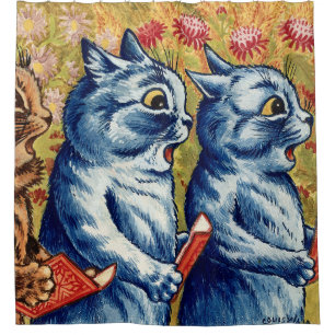 Drei Katzen singen. Gouache von Louis Wain, 1925 Duschvorhang