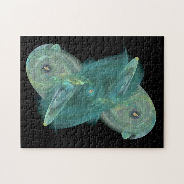 Drei Katzenaugen im Meer Grün Abstrakt (Horizontal)